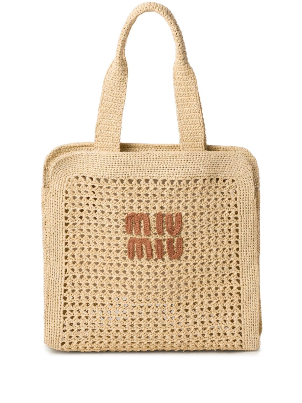 Miu Miu Shopper aus gewebtem Bast - Nude von Miu Miu