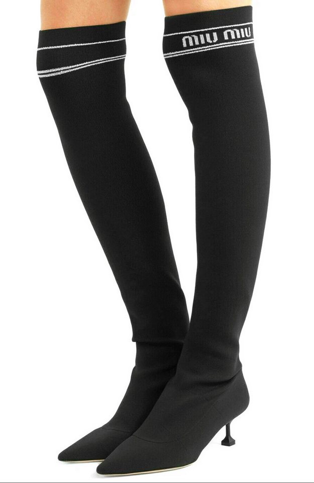 Miu Miu Sock Stiefel aus Rippstrick Overknee Boots Overkneestiefel Ein It-Piece für Sammlerinnen und Liebhaberinnen von Miu Miu