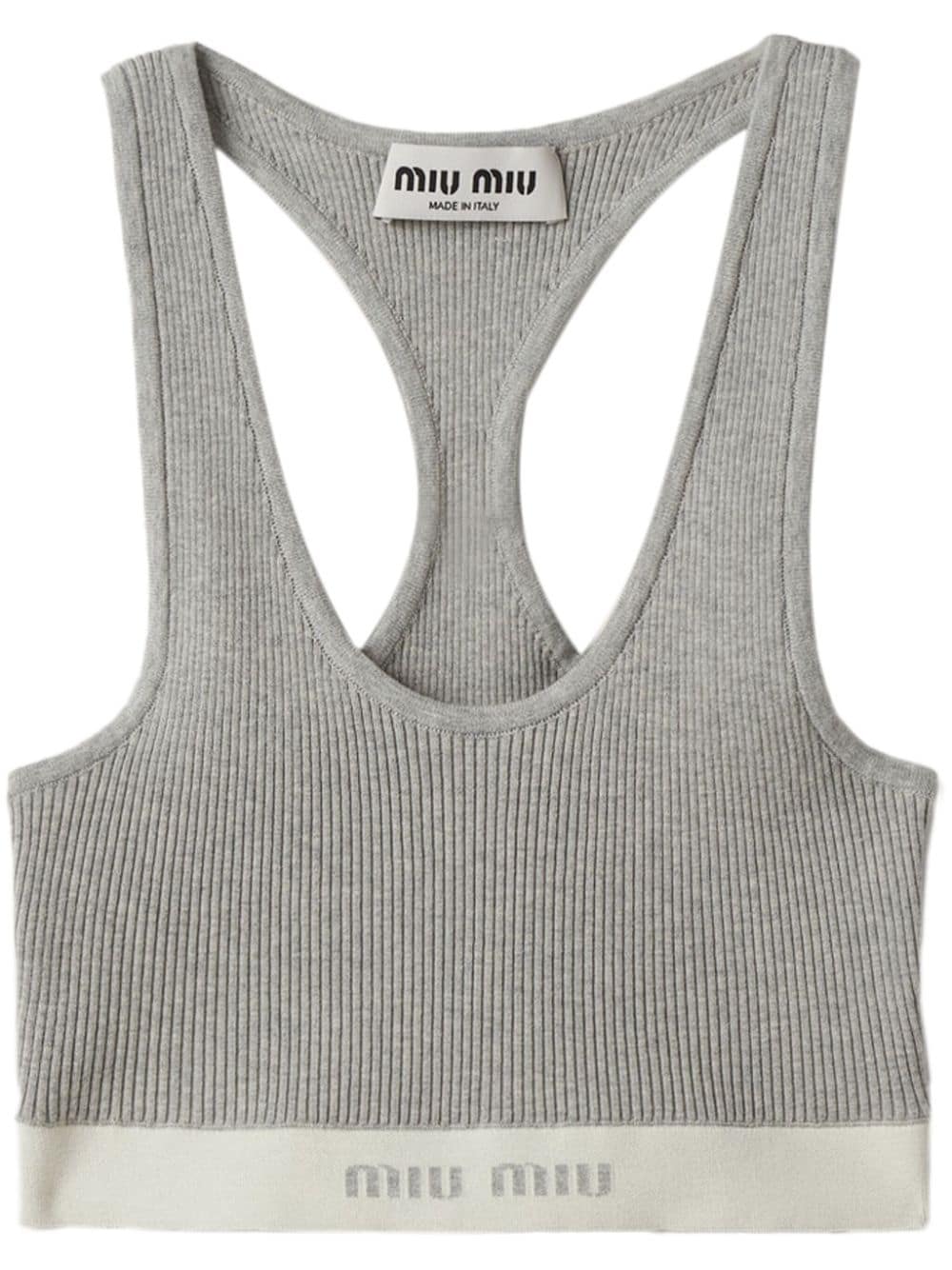 Miu Miu Tanktop mit Logo-Stickerei - Grau von Miu Miu