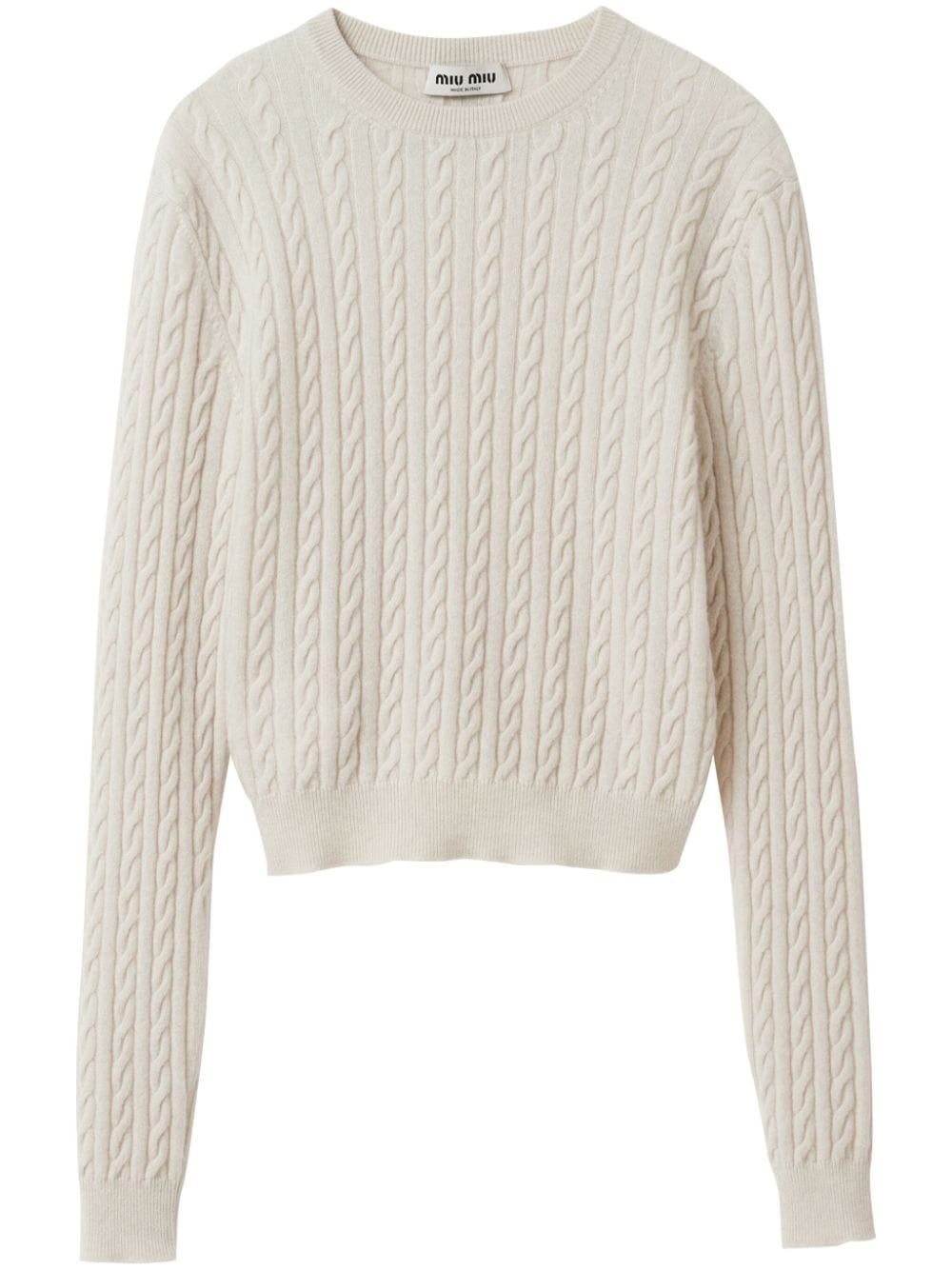 Miu Miu Kaschmirpullover mit Zopfmuster - Nude von Miu Miu