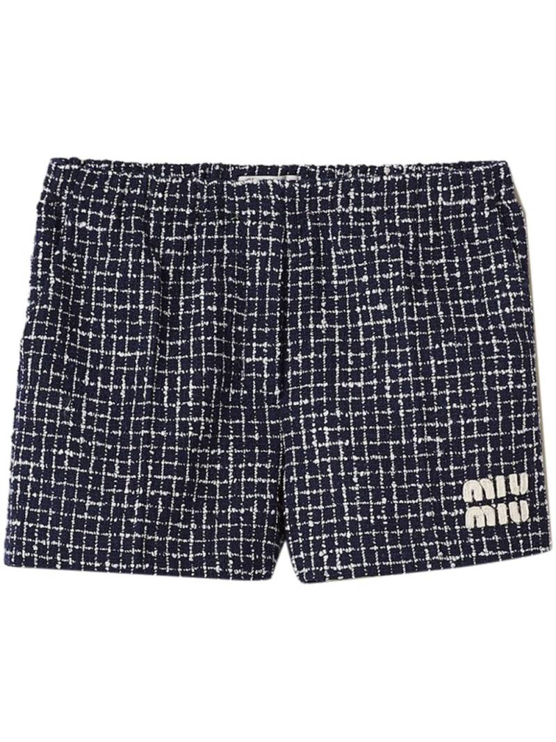 Miu Miu Karierte Tweed-Shorts - Blau von Miu Miu