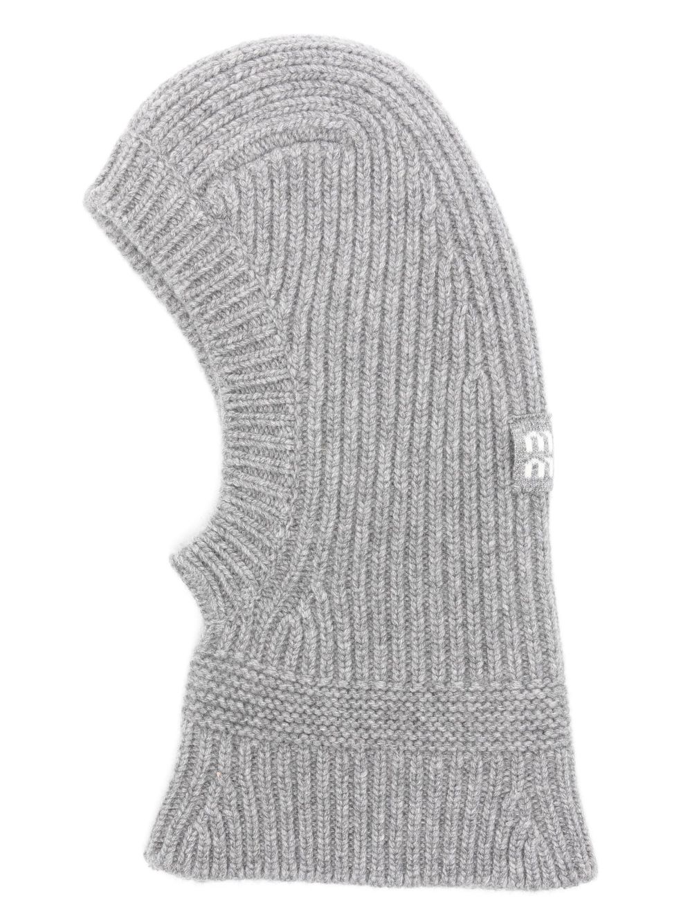 Miu Miu Grob gestrickte Balaklava mit Logo - Grau von Miu Miu