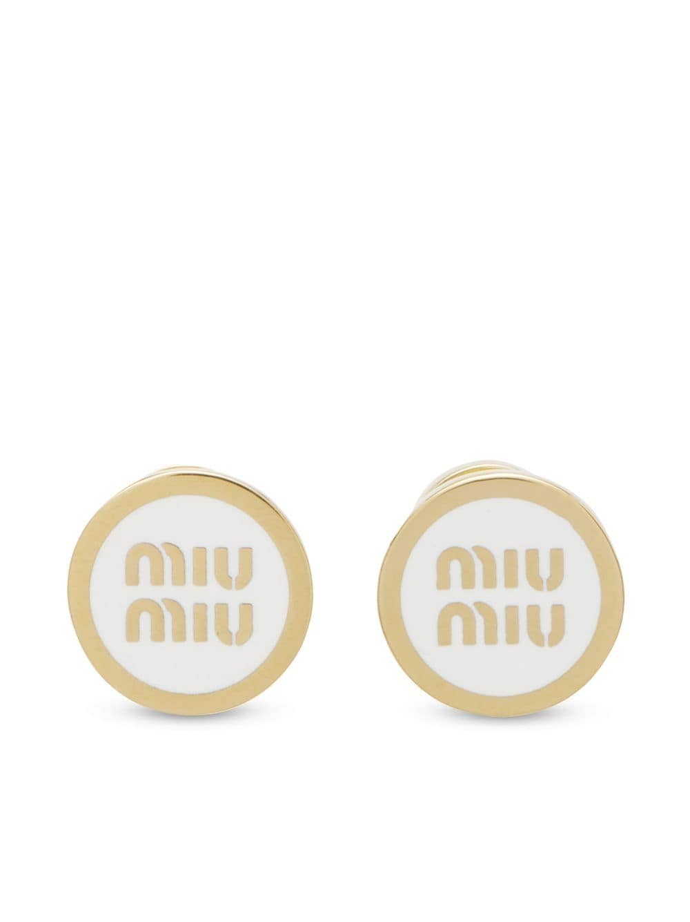 Miu Miu Ohrstecker mit Logo-Prägung - Weiß von Miu Miu