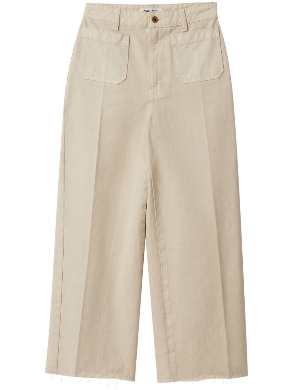 Miu Miu Cropped-Hose mit Logo-Stickerei - Nude von Miu Miu