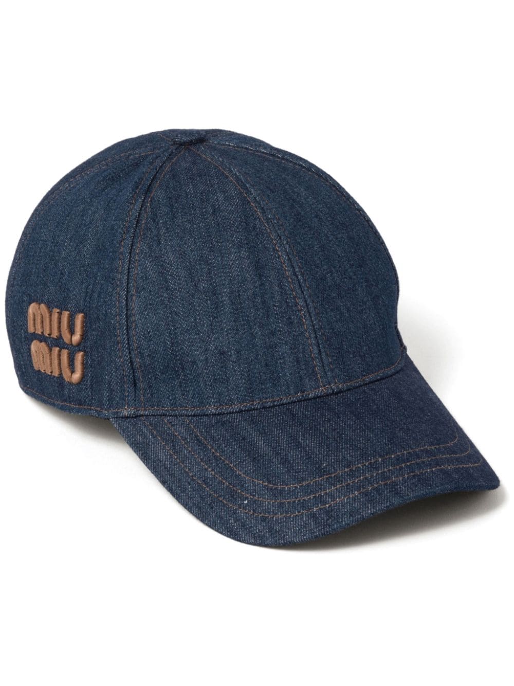 Miu Miu Jeans-Baseballkappe mit Logo-Stickerei - Blau von Miu Miu