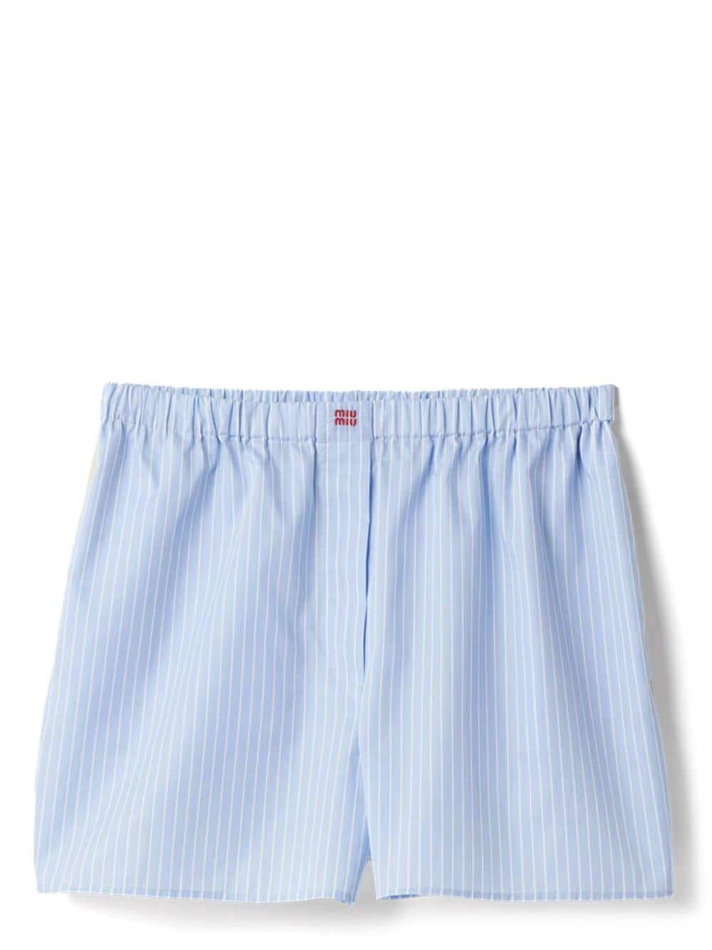 Miu Miu Gestreifte Shorts mit Logo-Stickerei - Blau von Miu Miu