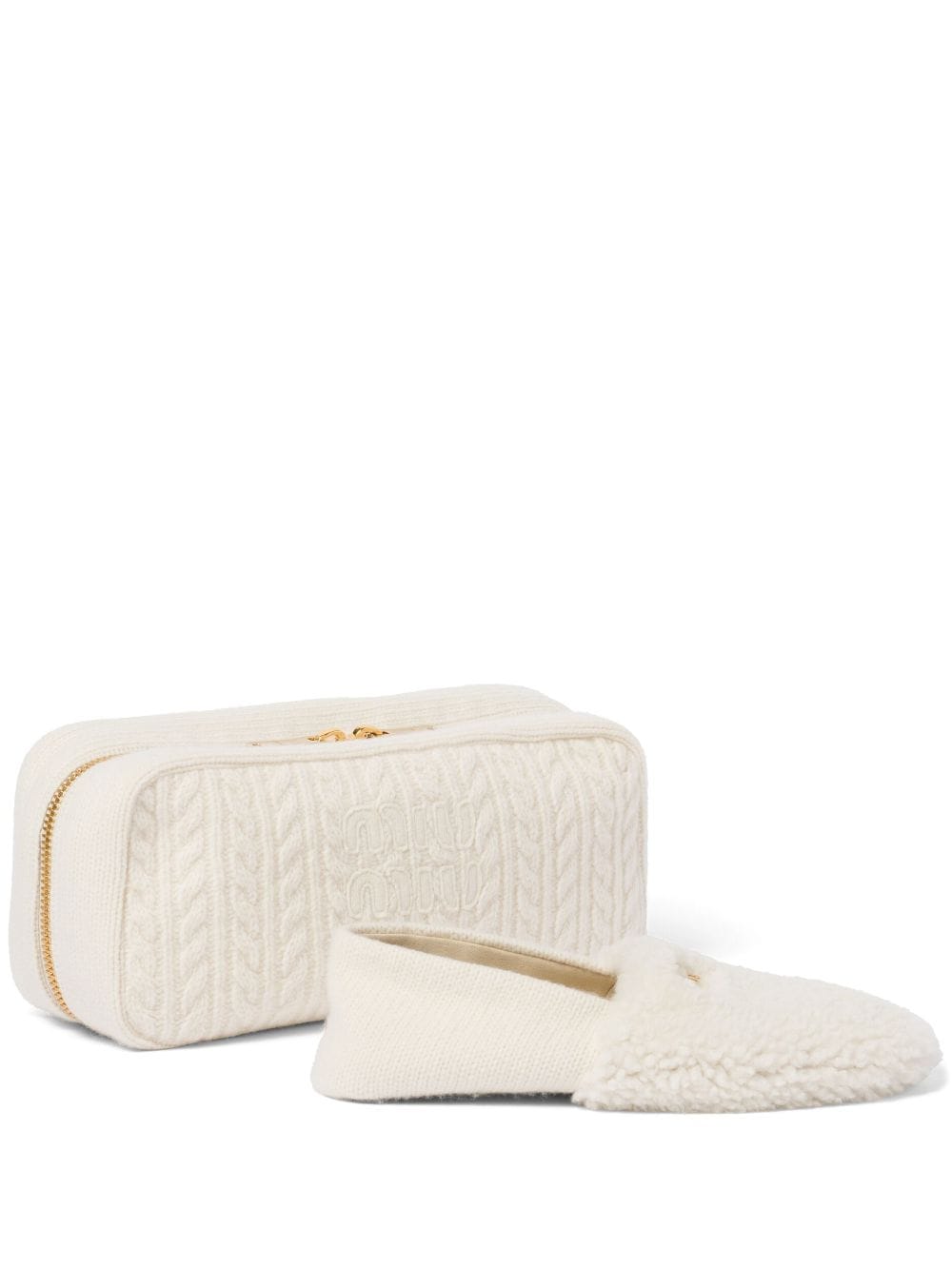 Miu Miu Slipper mit Shearling - Weiß von Miu Miu