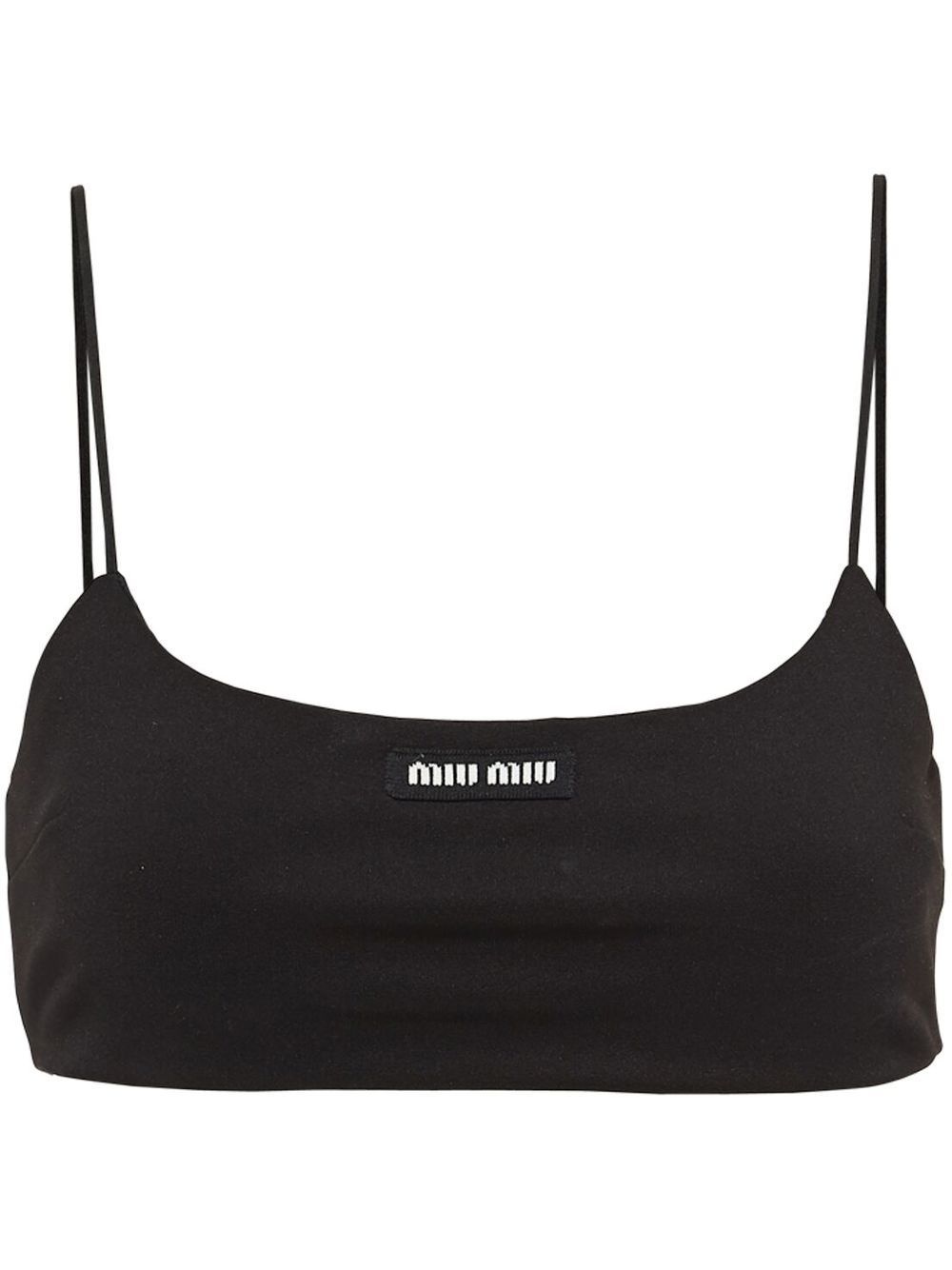 Miu Miu Cropped-Top mit Logo-Patch - Schwarz von Miu Miu