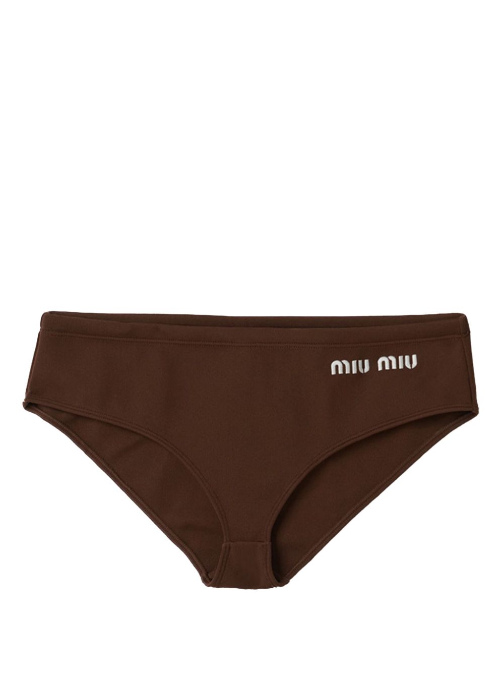 Miu Miu Bikinihöschen mit Logo-Print - Braun von Miu Miu