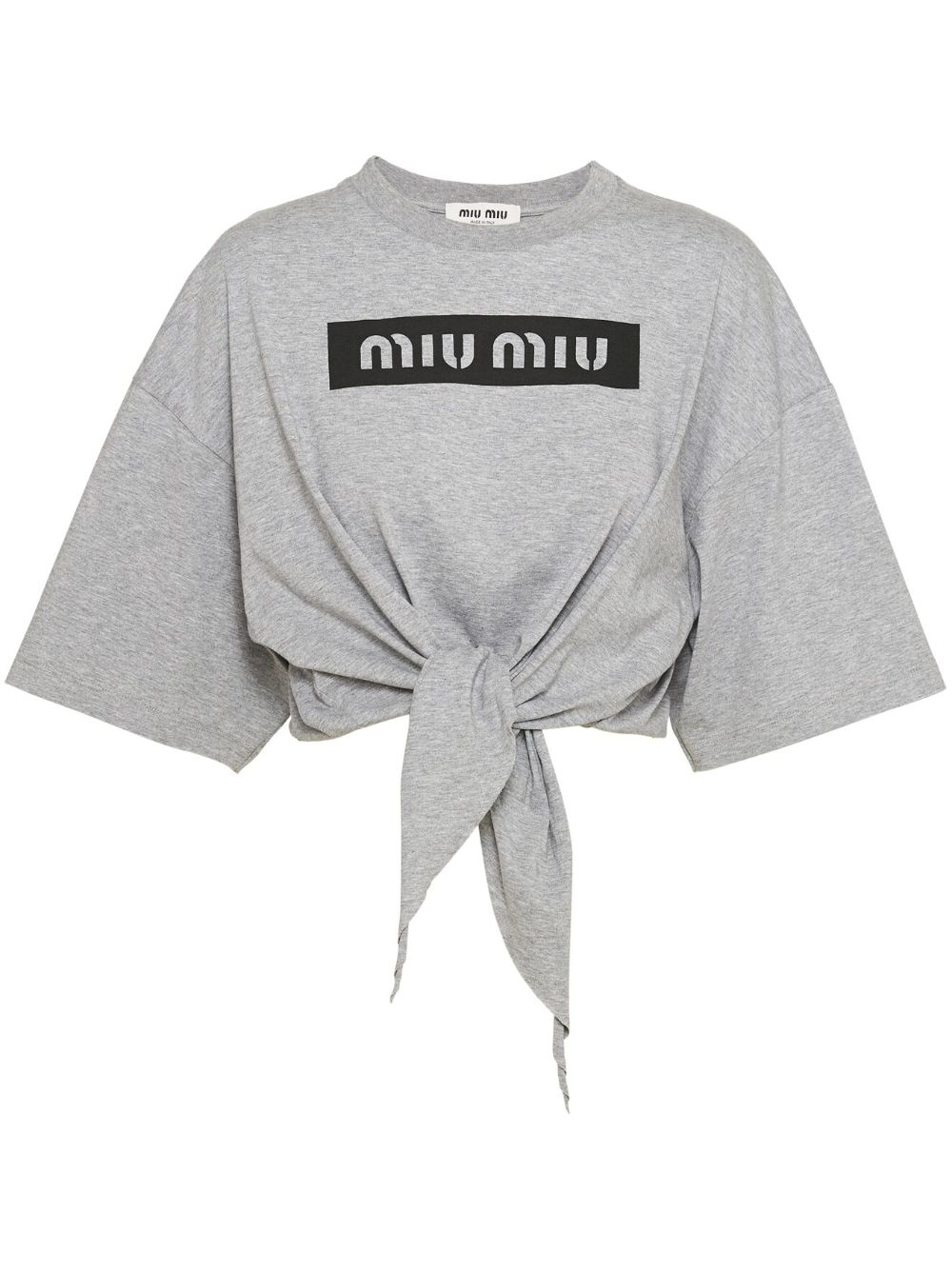 Miu Miu Cropped-T-Shirt mit Logo-Print - Grau von Miu Miu