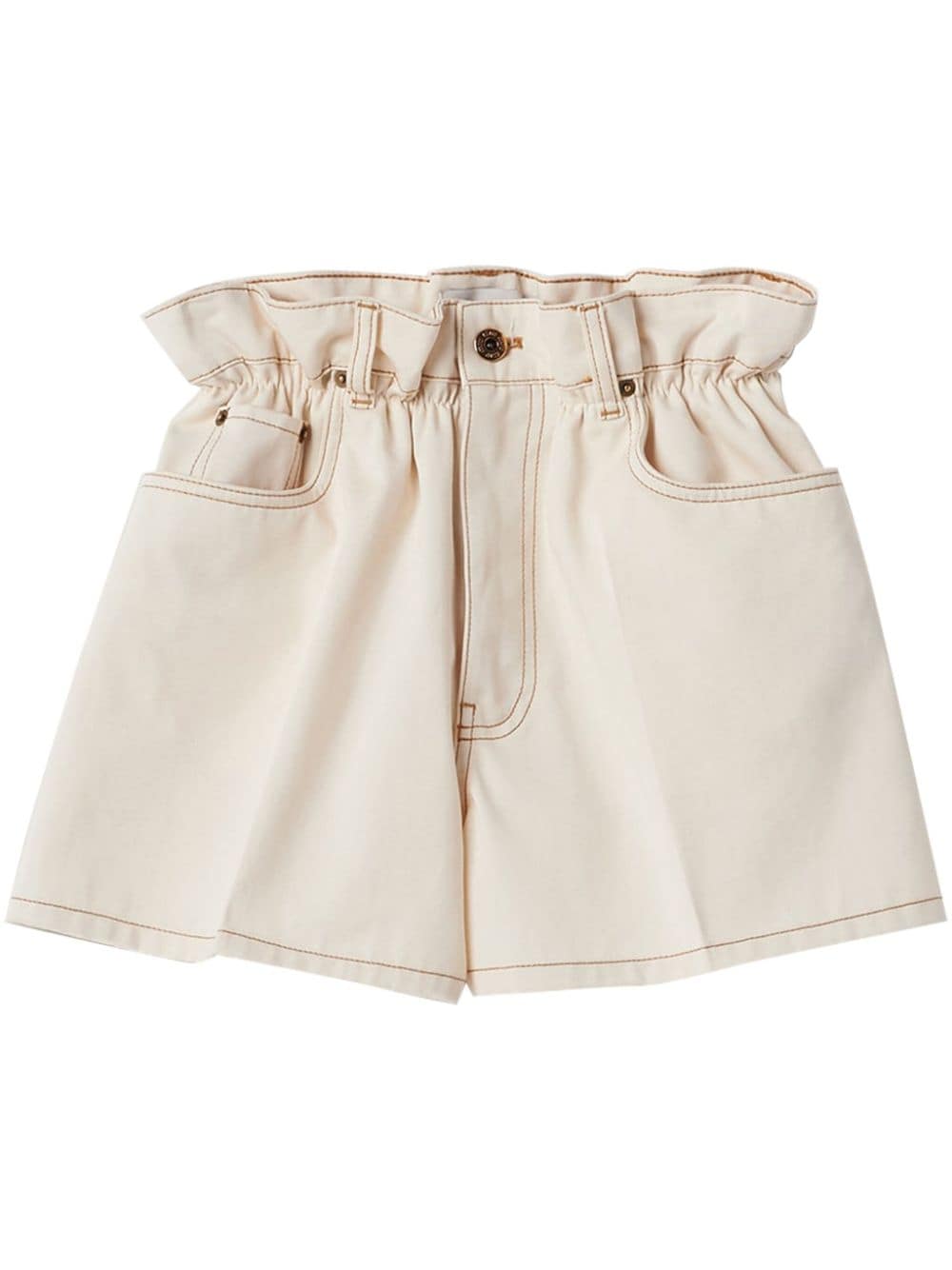 Miu Miu Jeans-Shorts mit Paperbag-Taille - Nude von Miu Miu