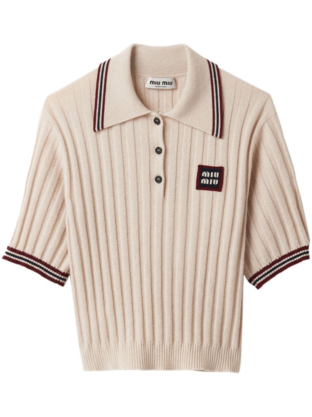 Miu Miu Geripptes Poloshirt aus Kaschmir - Nude von Miu Miu