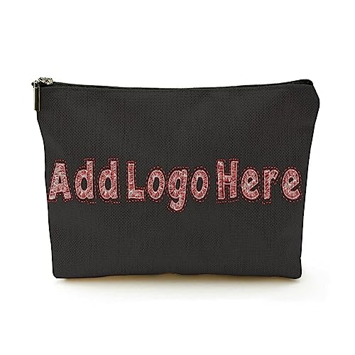 Beige Leinen Make-up Tasche Benutzerdefinierte Logo Text hier Graduierung Geschenke für sie, beige, Einheitsgröße von Miujonvy