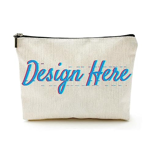 Beige Leinen Make-up Tasche benutzerdefinierte Text hier Frauen Graduierung Geschenke, beige, Einheitsgröße von Miujonvy