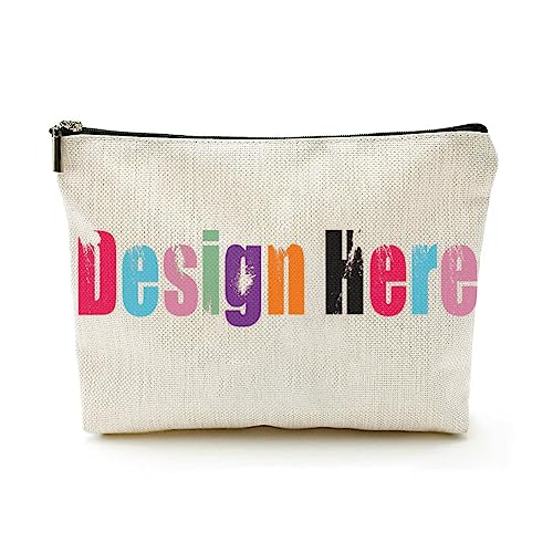 Beige Leinen Schönheit Tasche Fügen Sie Ihr Design Hier Frauen Graduierung Geschenke, beige, Einheitsgröße von Miujonvy