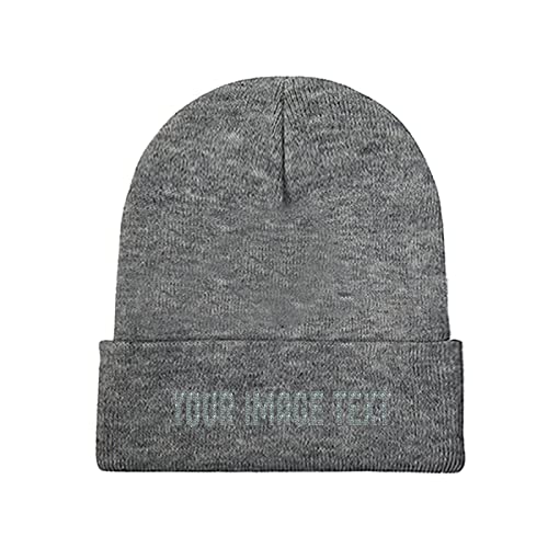 Individuelle Beanie-Mütze für Herren und Damen, fügen Sie Ihr eigenes Logo hinzu, Schwarz, Dunkelgrau, Einheitsgröße von Miujonvy