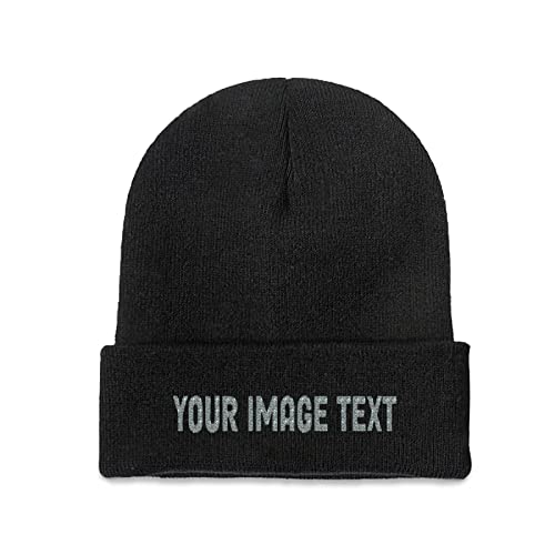 Individuelle Beanie-Mütze für Herren und Damen, fügen Sie Ihr eigenes Logo hinzu, Schwarz, Schwarz , Einheitsgröße von Miujonvy