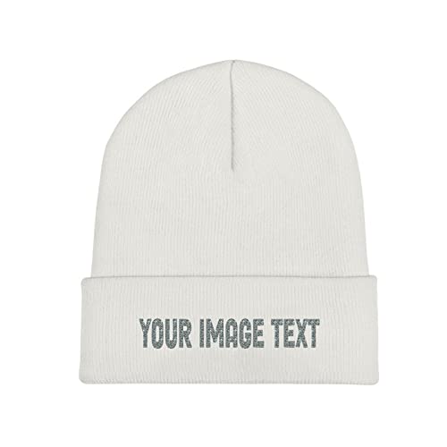 Individuelle Beanie-Mütze für Herren und Damen, fügen Sie Ihr eigenes Logo hinzu, Schwarz, weiß, Einheitsgröße von Miujonvy