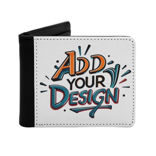 Miujonvy Ausweis-Fenstergeldbörse, fügen Sie Ihr Design hinzu, superfeines PU-Kunstleder mit Münzfach, 6 Kreditkartenfächern, Geldscheinfächern, Schwarz , Einheitsgröße von Miujonvy