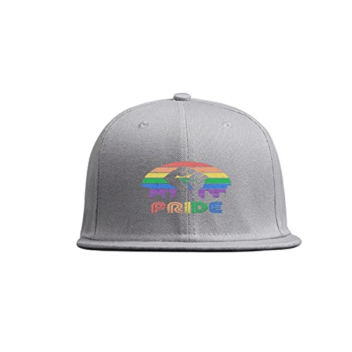Miujonvy Baseballmütze Gay Pride LGBT stilvolle flache Krempe Hip-Hop Cap für Männer und Frauen – perfekt für Streetwear und Freizeitkleidung, Grau 0, One size von Miujonvy