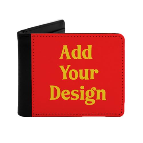 Miujonvy Bifold Wallet Add Picture/Text/Logo Coins and ID Card Holder with Coin Pocket,6 Credit Card Slots, Banknote Compartments, Schwarz , Einheitsgröße von Miujonvy