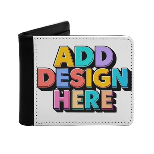 Miujonvy Bifold Wallet Your Own Picture Text Logo Coins and ID Card Holder with Coin Pocket,6 Credit Card Slots, Banknote Compartments, Schwarz , Einheitsgröße von Miujonvy