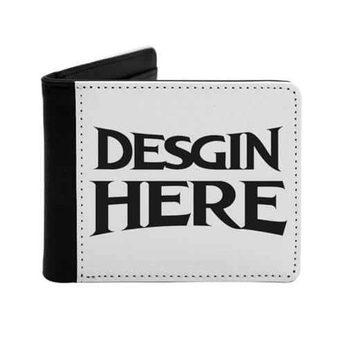 Miujonvy Bifold Wallet Your Own Picture Text Logo Coins and Id Card Holder with Coin Pocket,6 Credit Card Slots, Banknote Compartments, Schwarz , Einheitsgröße von Miujonvy