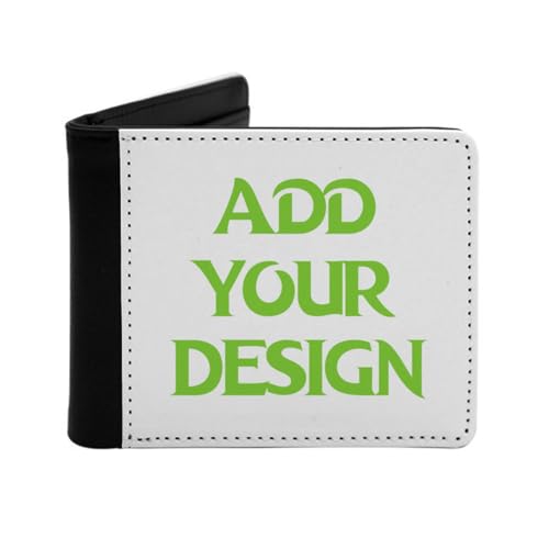 Miujonvy Bifold Wallet Your Own Picture Text Logo Superfine Fiber PU Synthetic Leather with Coin Pocket,6 Credit Card Slots, Banknote Compartments, Schwarz , Einheitsgröße von Miujonvy