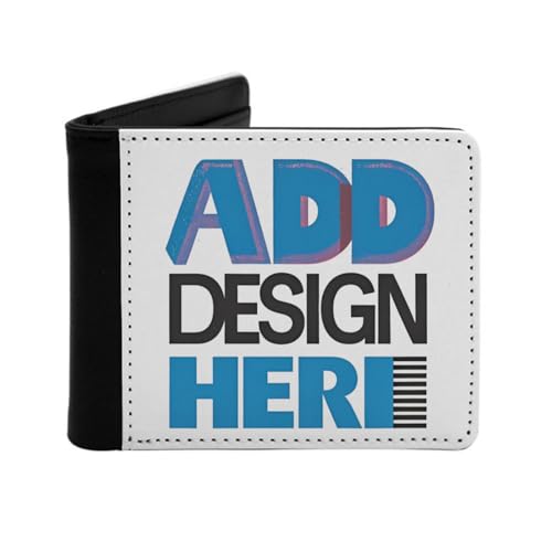 Miujonvy Faltbare Geldbörse mit eigenem Bild, Text, Logo, superfeines PU-Kunstleder mit Münzfach, 6 Kreditkartenfächern, Geldscheinfächern, Schwarz , Einheitsgröße von Miujonvy