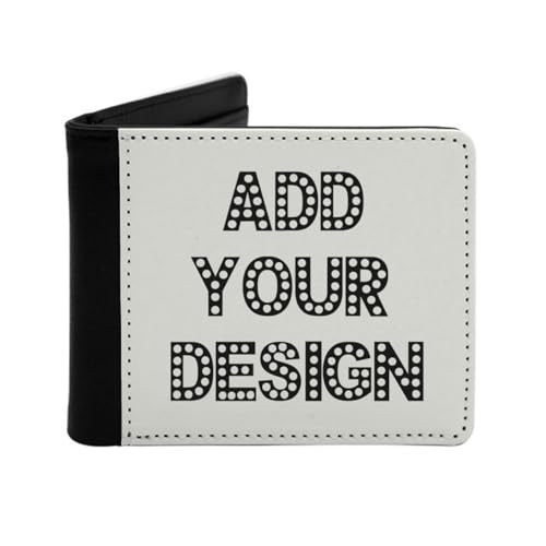 Miujonvy Flip Wallet Design Your Own with Photo Text Superfine Fiber PU Synthetic Leather with Coin Pocket,6 Credit Card Slots, Banknote Compartments, Schwarz , Einheitsgröße von Miujonvy