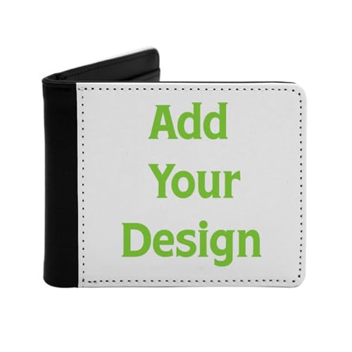 Miujonvy Flip Wallet Your Logo Superfine Fiber PU Synthetic Leather with Coin Pocket,6 Credit Card Slots, Banknote Compartments, Schwarz , Einheitsgröße von Miujonvy