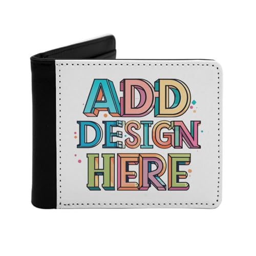 Miujonvy Herren-Brieftasche, fügen Sie Ihre Textbilder hinzu, superfeines PU-Kunstleder mit Münzfach, 6 Kreditkartenfächern, Geldscheinfächern, Schwarz , Einheitsgröße von Miujonvy