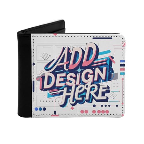 Miujonvy Herren-Geldbörse mit Bild/Text/Logo, superfeines PU-Kunstleder mit Münzfach, 6 Kreditkartenfächern, Geldscheinfächern, Schwarz , Einheitsgröße von Miujonvy
