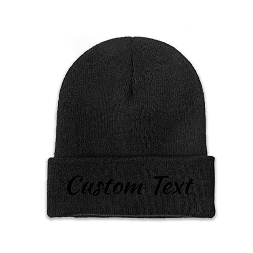 Miujonvy Individuell gestaltete Mütze Slouch Black Beanie Custom Text Klassische Wintermütze von Miujonvy