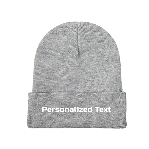 Miujonvy Individuell gestaltete Mütze Slouch Gray Beanie Personalized Text Strickmützen von Miujonvy