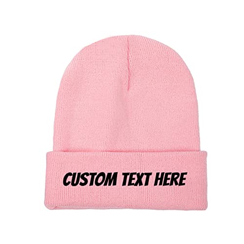 Miujonvy Individuell gestaltete Mütze Slouch Pink Beanie Custom Text Here Personalisierte Mütze von Miujonvy