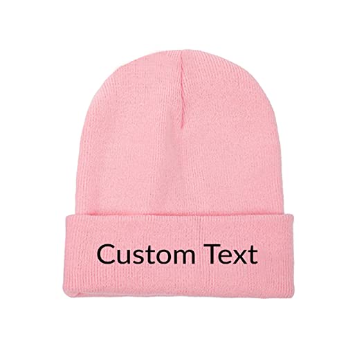 Miujonvy Individuell gestaltete Mütze Slouch Pink Beanie Custom Text Klassische Wintermütze von Miujonvy