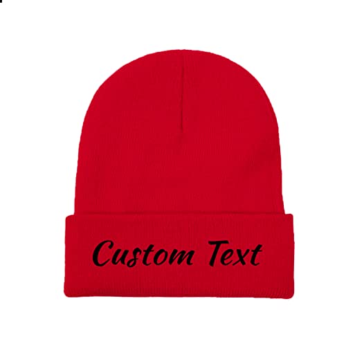 Miujonvy Individuell gestaltete Mütze Slouch Red Beanie Custom Text Unisex-Schädelmütze von Miujonvy