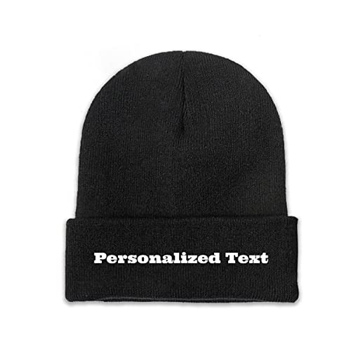 Miujonvy Individuell gestrickte Beanie-Mützen Slouch Black Beanie Personalized Text Unisex-Schädelmütze von Miujonvy