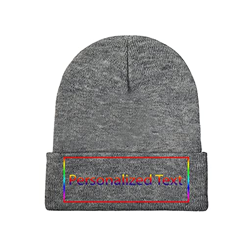 Miujonvy Individuell gestrickte Beanie-Mützen Slouch Darkgray Beanie Personalized Text Personalisierte Strickmütze von Miujonvy