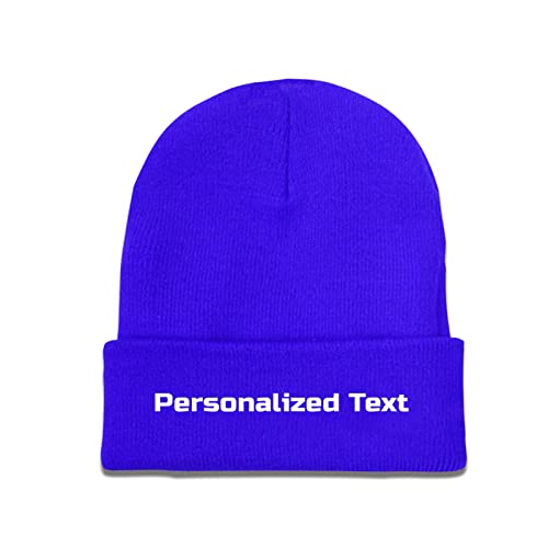 Miujonvy Individuelle Beanie Slouch Blue Beanie Personalized Text Unisex-Schädelmütze von Miujonvy