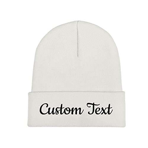 Miujonvy Individuelle Beanie Slouch White Beanie Custom Text Personalisierte Mütze von Miujonvy