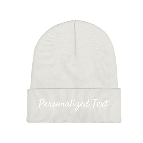 Miujonvy Individuelle Beanie Slouch White Beanie Personalized Text Klassische Wintermütze von Miujonvy