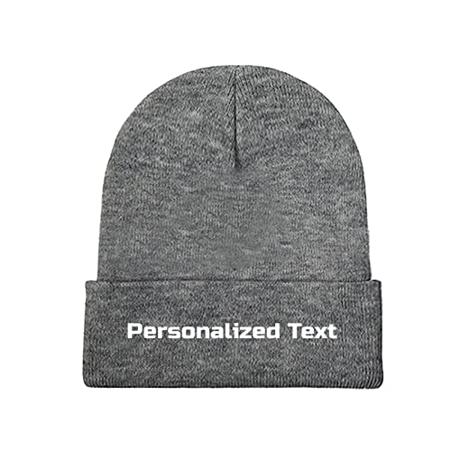 Miujonvy Individuelle Mütze Slouch Darkgray Beanie Personalized Text Strickmützen von Miujonvy