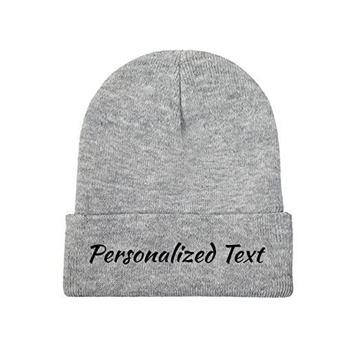Miujonvy Individuelle Mütze Slouch Gray Beanie Personalized Text Personalisierte Mütze von Miujonvy
