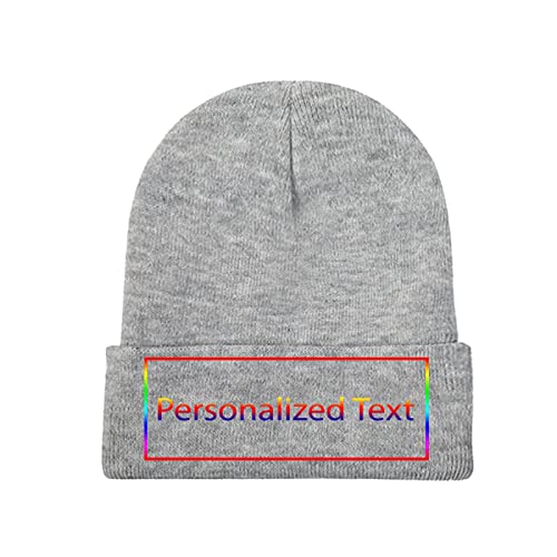 Miujonvy Individuelle Mütze Slouch Gray Beanie Personalized Text Warme Beanie-Mütze von Miujonvy