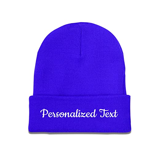 Miujonvy Individuelle Wintermütze Beanie für Männer & Frauen Slouch Blue Beanie Personalized Text Klassische Wintermütze von Miujonvy