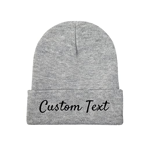 Miujonvy Individuelle Wintermütze Beanie für Männer & Frauen Slouch Gray Beanie Custom Text Personalisierte Mütze von Miujonvy