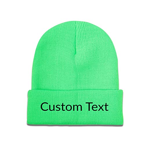 Miujonvy Individuelle Wintermütze Beanie für Männer & Frauen Slouch Green Beanie Custom Text Personalisierte Mütze von Miujonvy