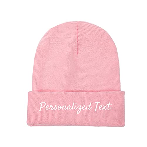 Miujonvy Individuelle Wintermütze Beanie für Männer & Frauen Slouch Pink Beanie Personalized Text Warme Strickschädelmütze von Miujonvy
